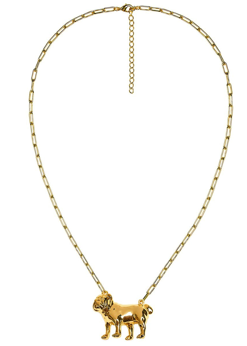 Bulldog Charm Necklace - Gold