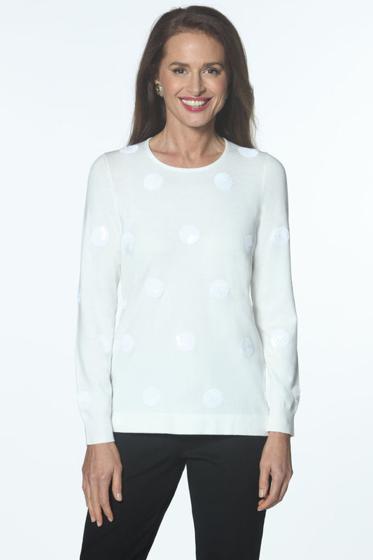 Jewel Neck Sweater with Sequins 2 Colors