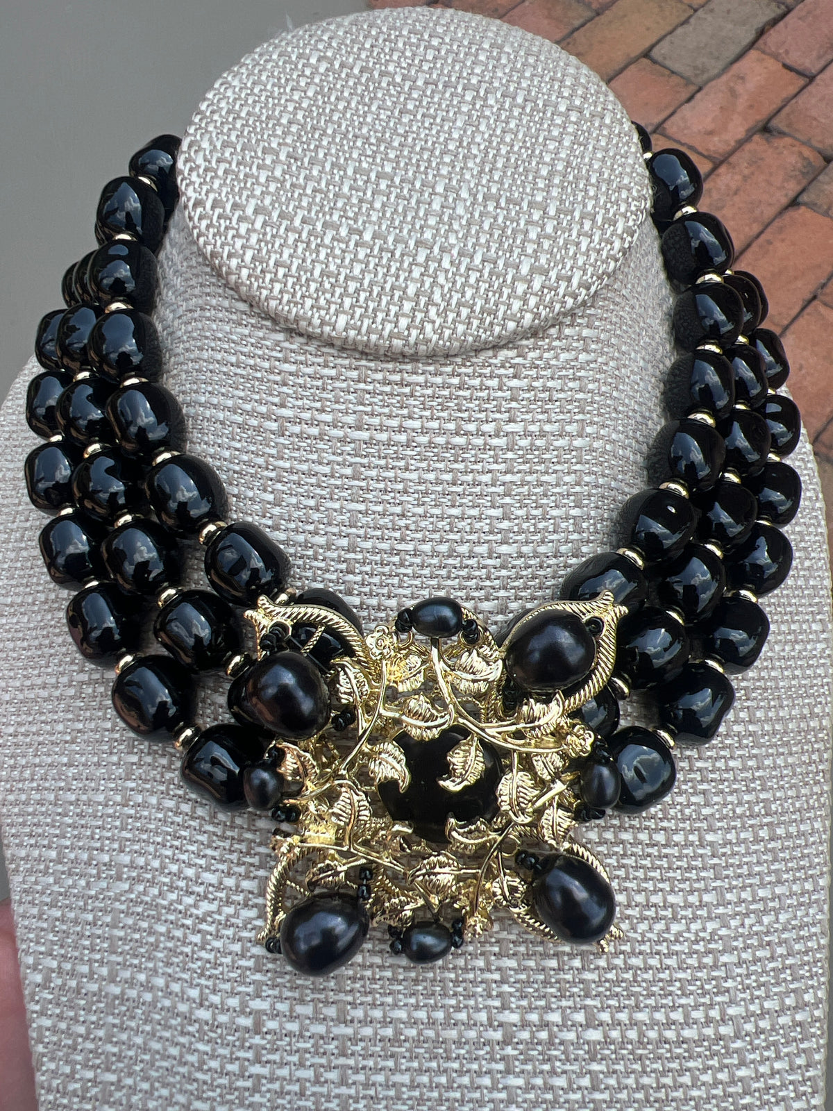 Black Bead Choker Necklace