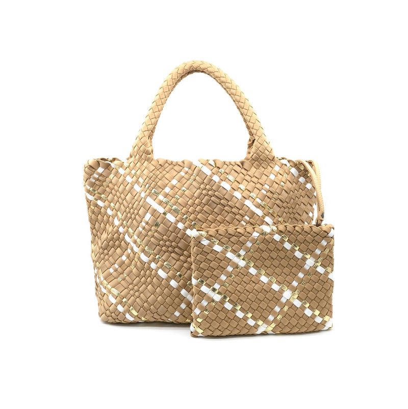 Woven Tote Bag - 3 Colors One Size Taupe