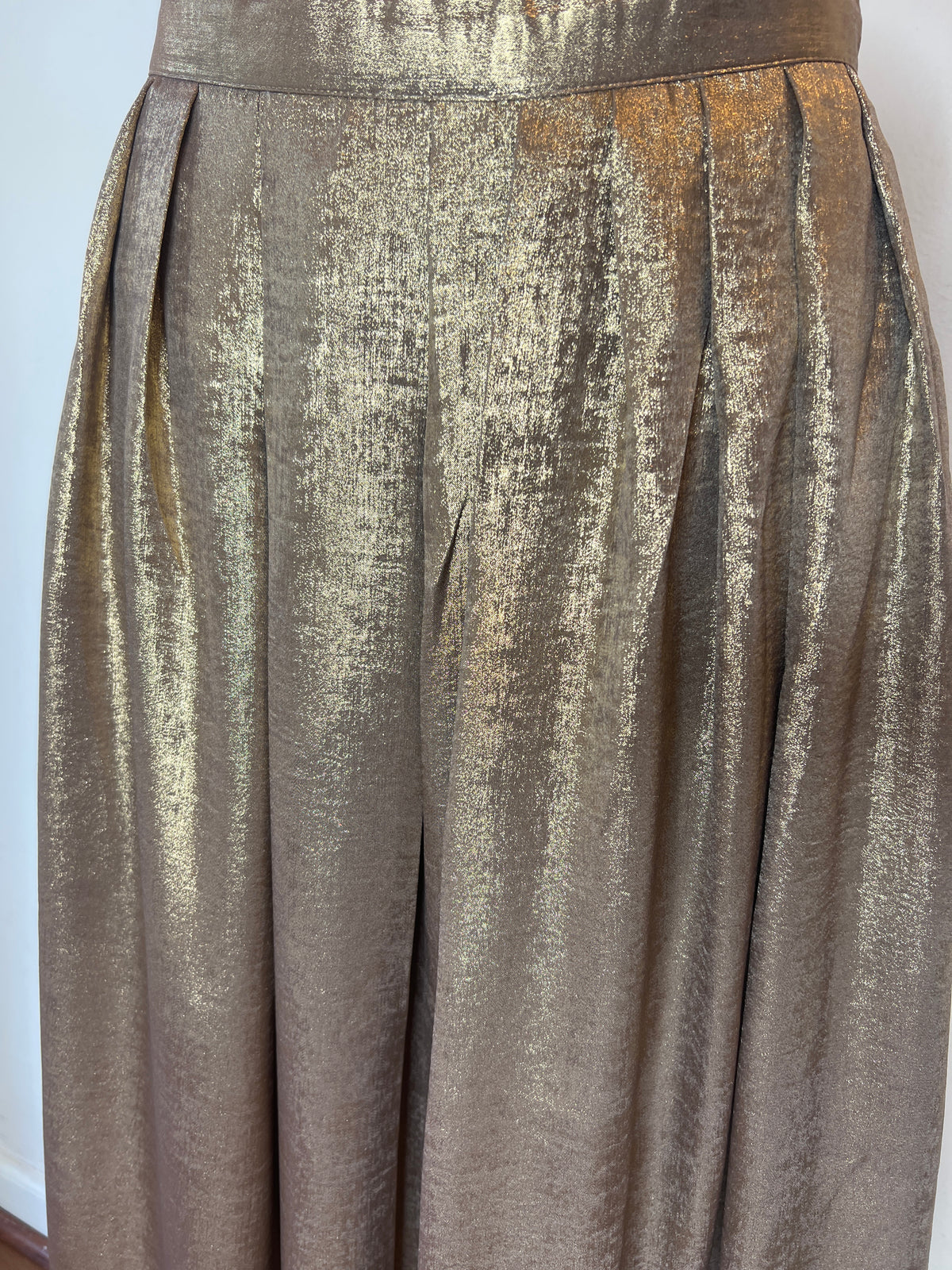 Foiled Chiffon Pleated Midi Skirt
