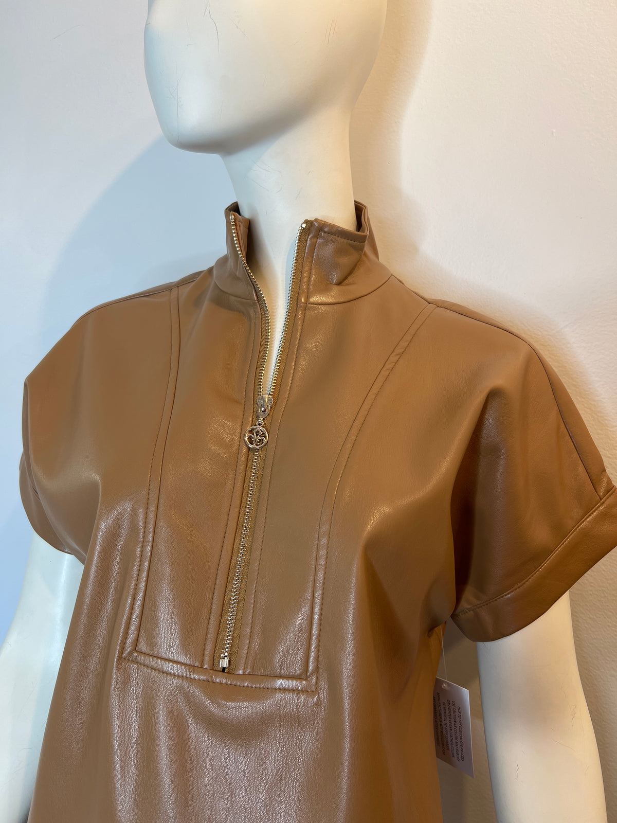 Faux Leather Zip Up Top