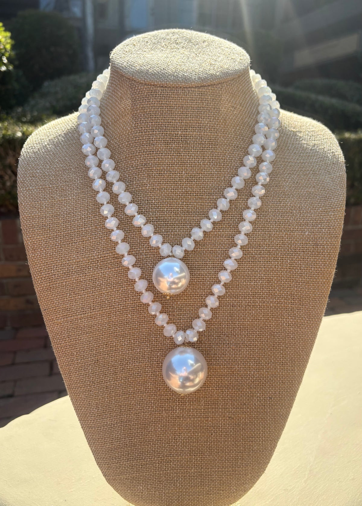 White Double Pearl Necklace