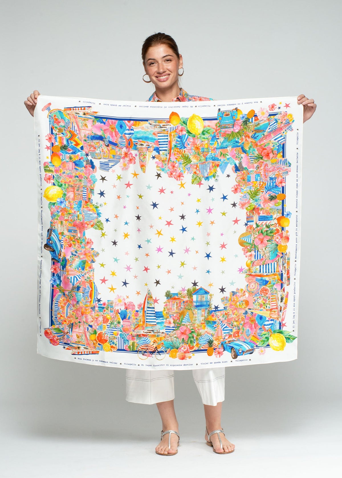 Silk Vacation Print Scarf