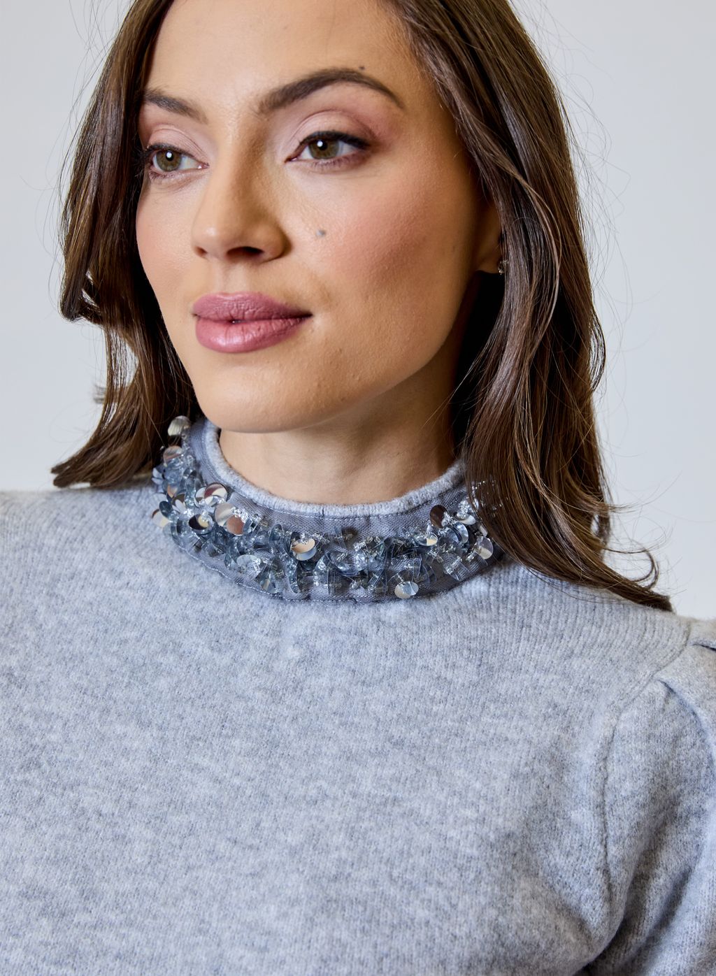 Paillette Trim Sweater
