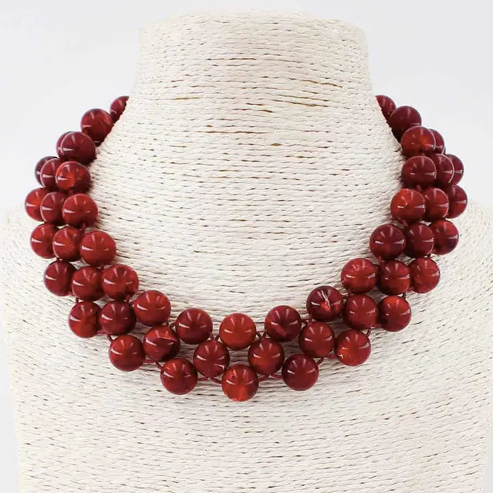Triple Layered Beaded Chunky 16"-18" Necklace