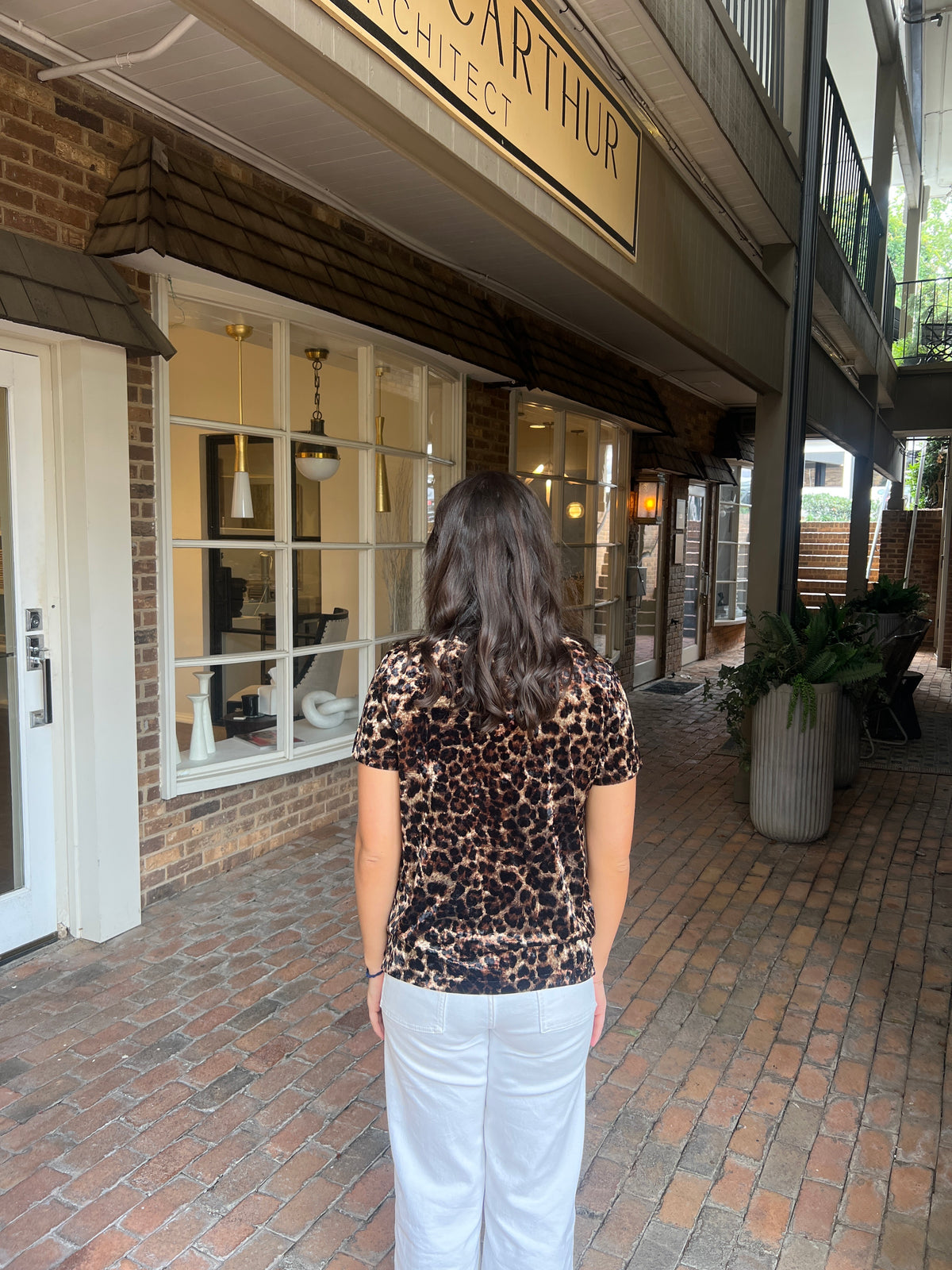 Short Sleeve Velvet Animal Print Top