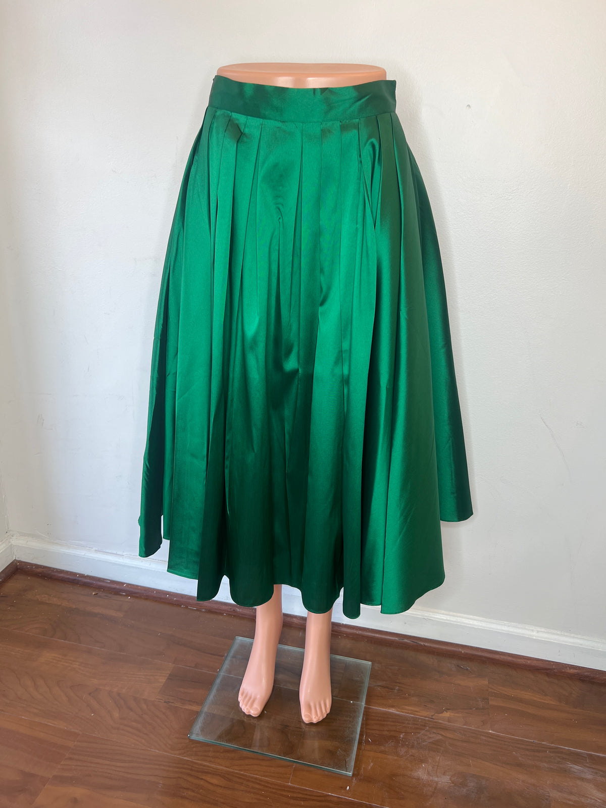 Tea Length Pleated Taffeta Skirt
