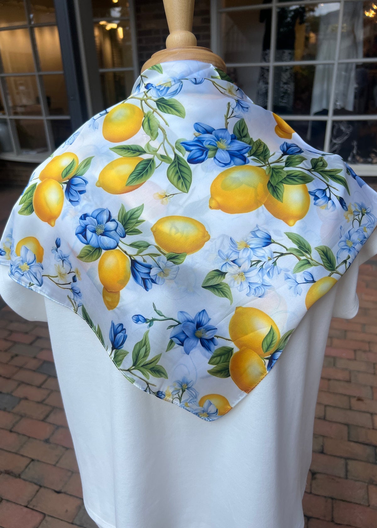 Lemons and Blue Flower Scarf