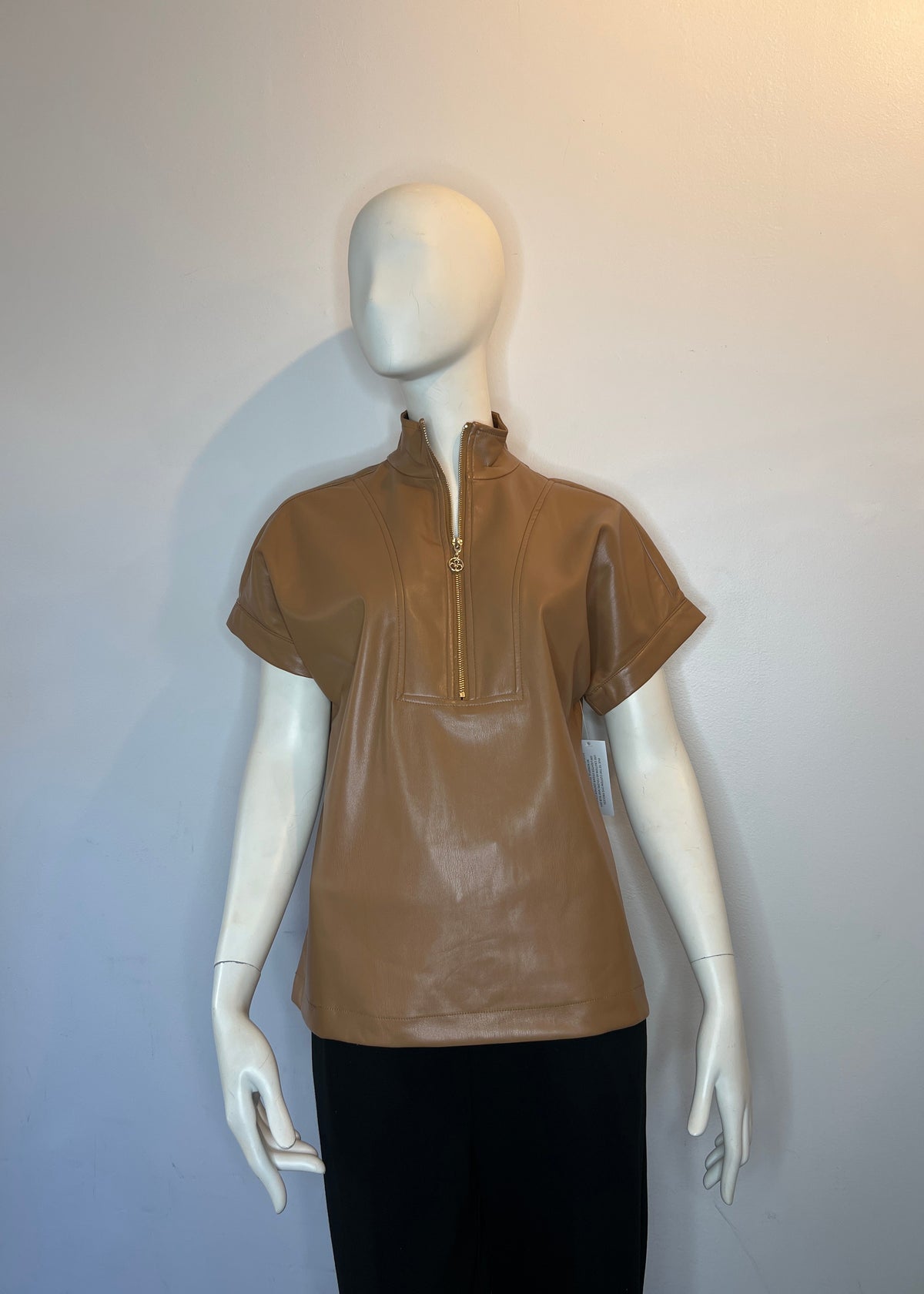 Faux Leather Zip Up Top