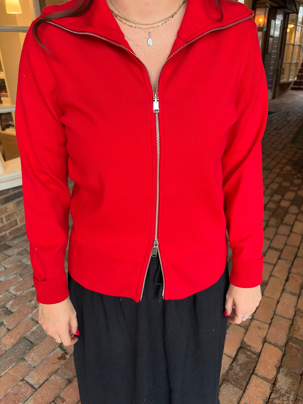 Zip Front Long Sleeve Sweater