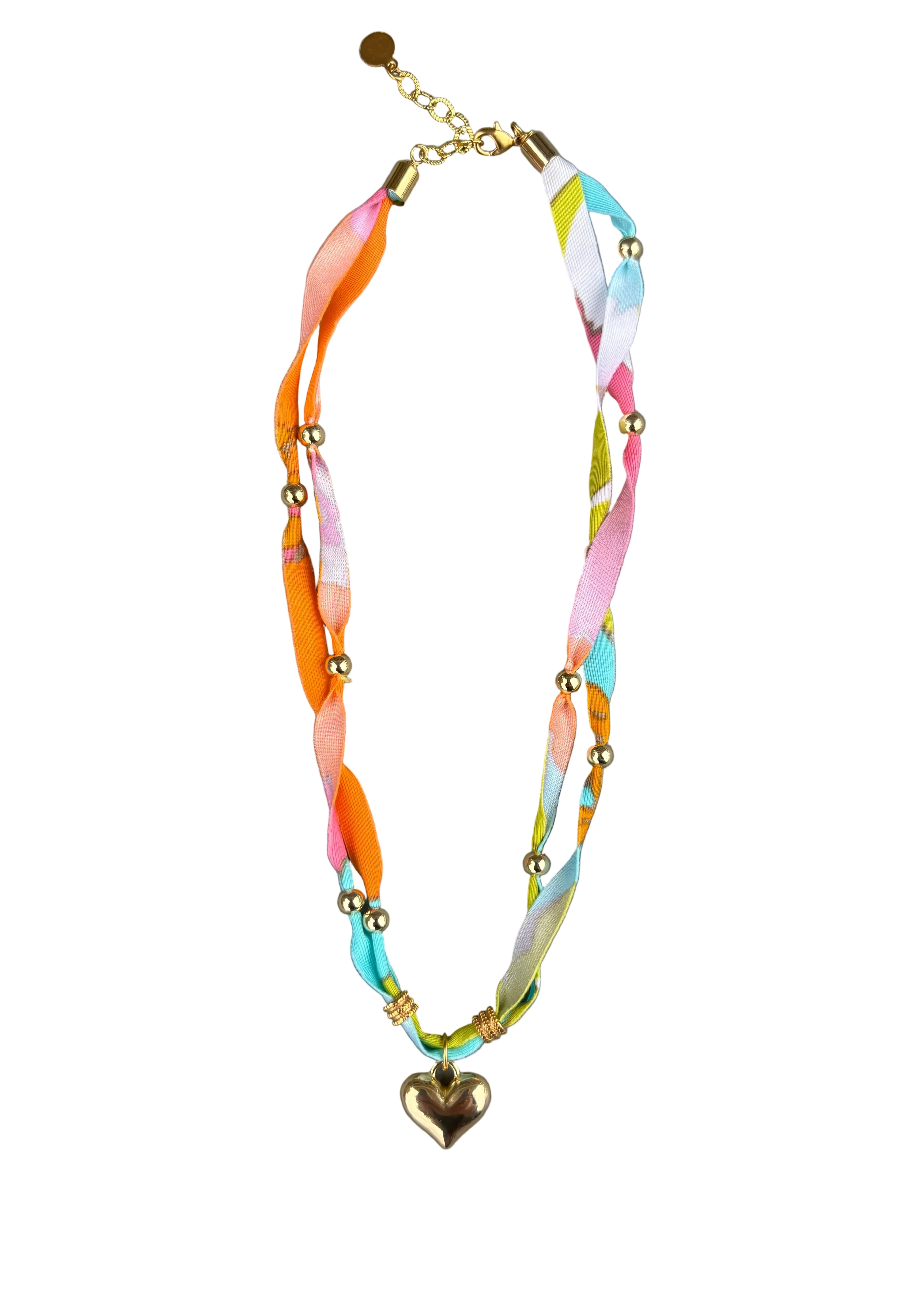 Fizz Fabric Necklace in Melon Pink