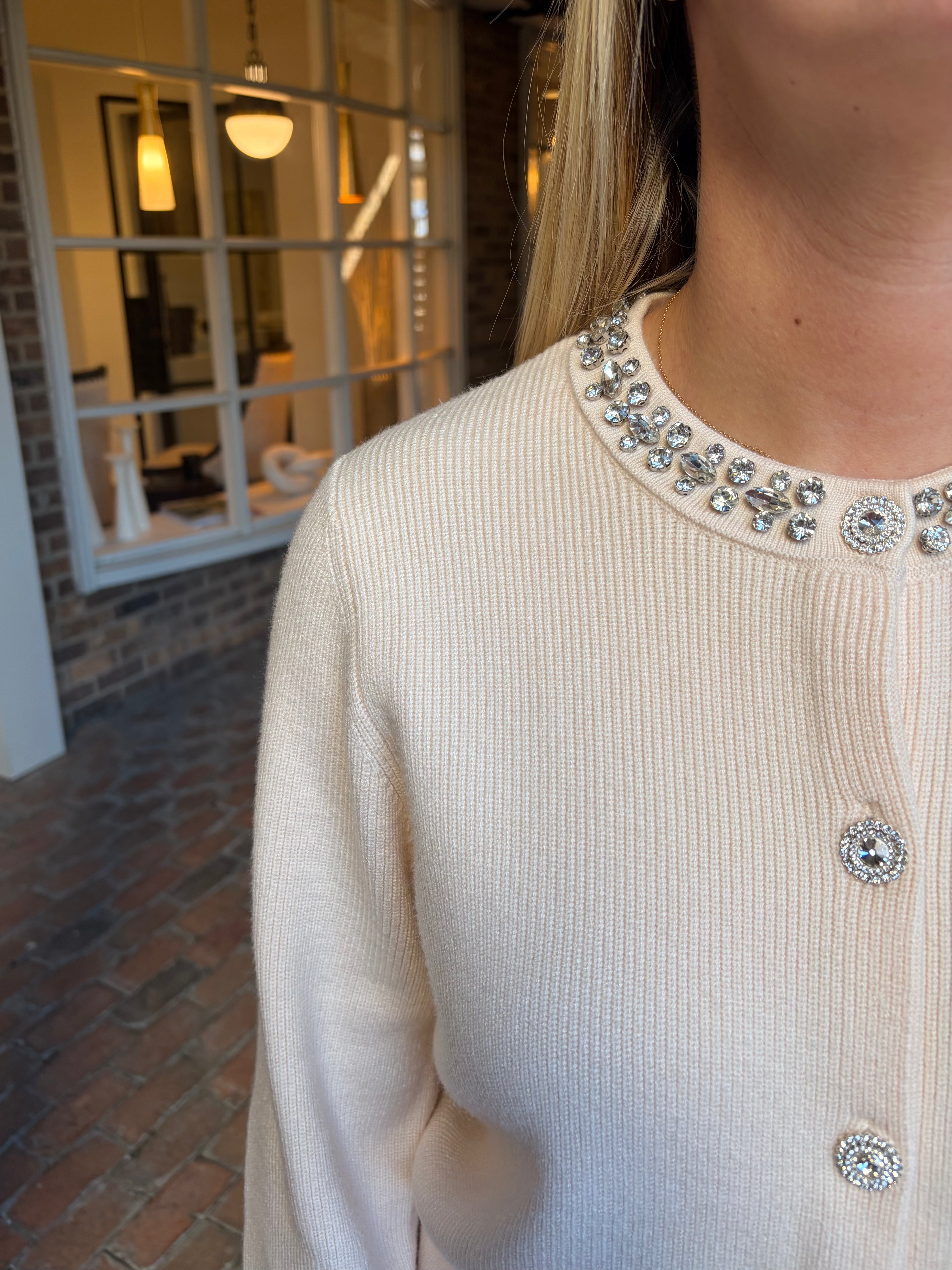 Ribbed Embellished Knit Cardigan