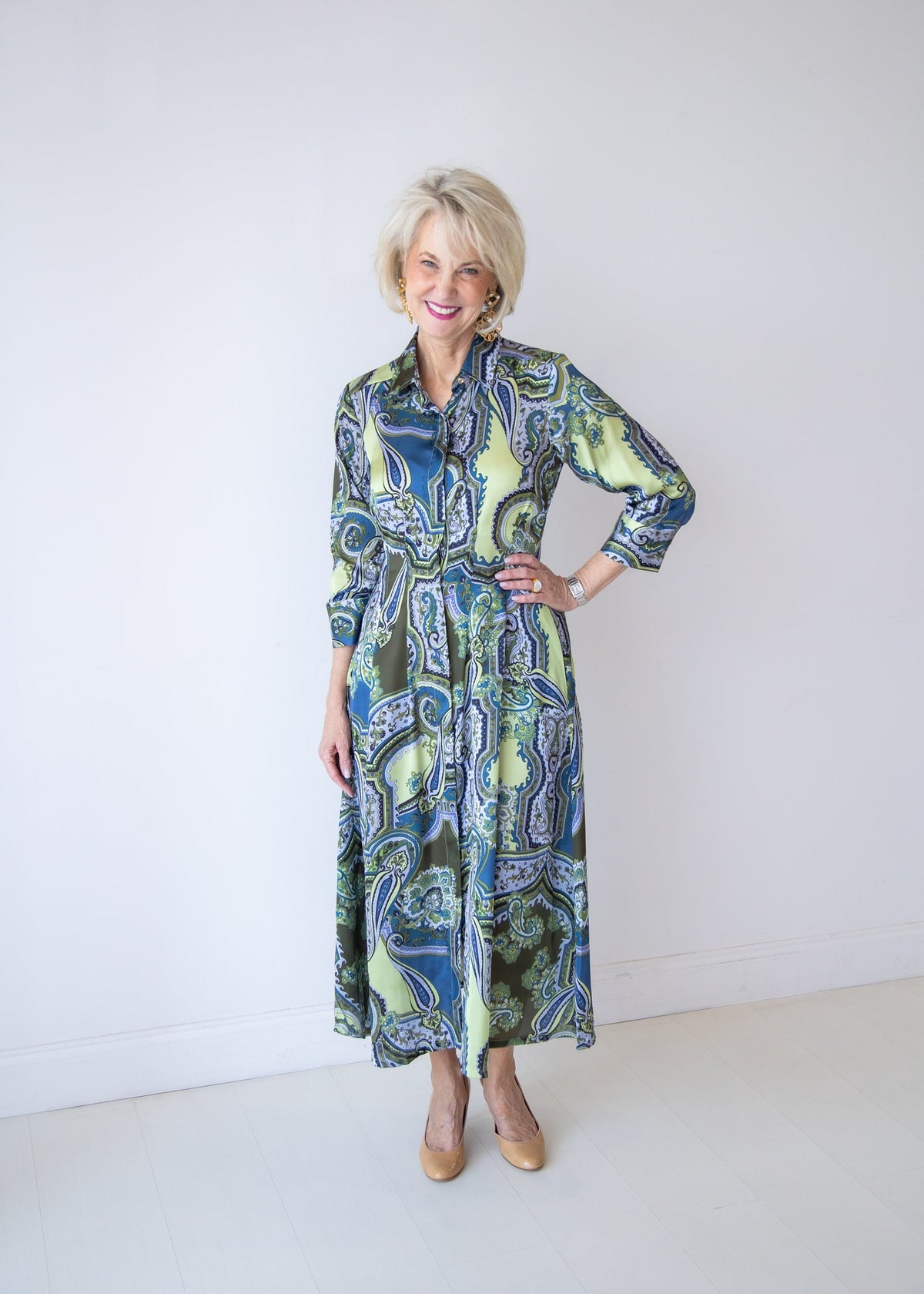 Martina 3/4 Sleeve Opulent Paisley Dress