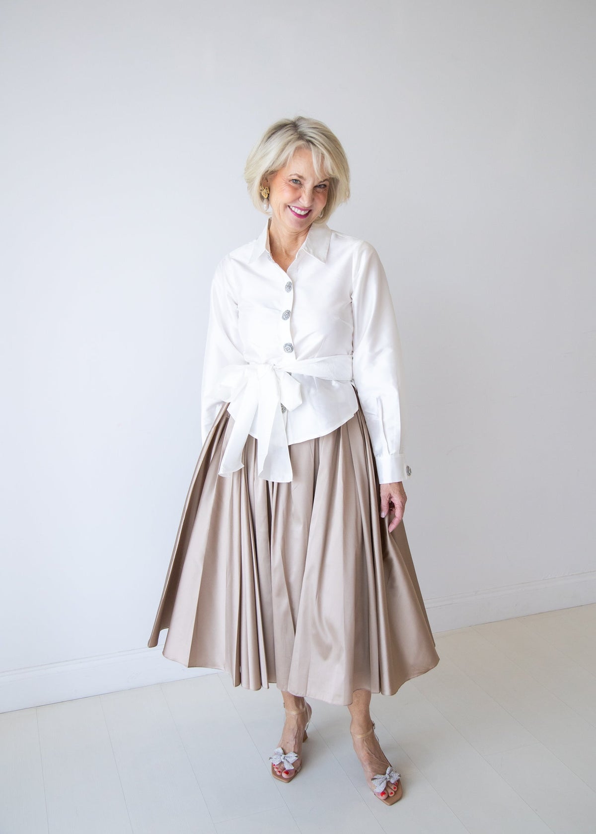 Tea Length Pleated Taffeta Skirt