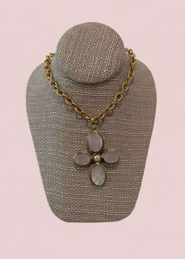 Mother Of Pearl Cross Necklace