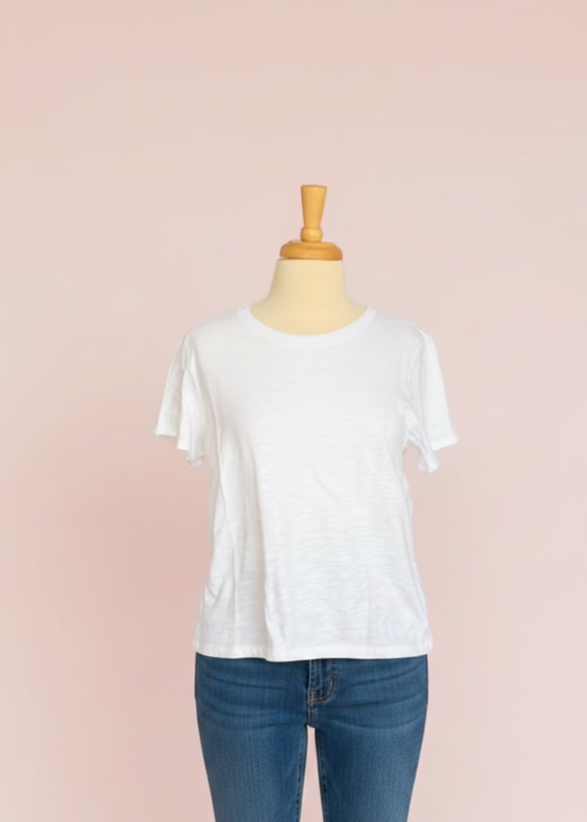Short Sleeve Tee with Rib Trim