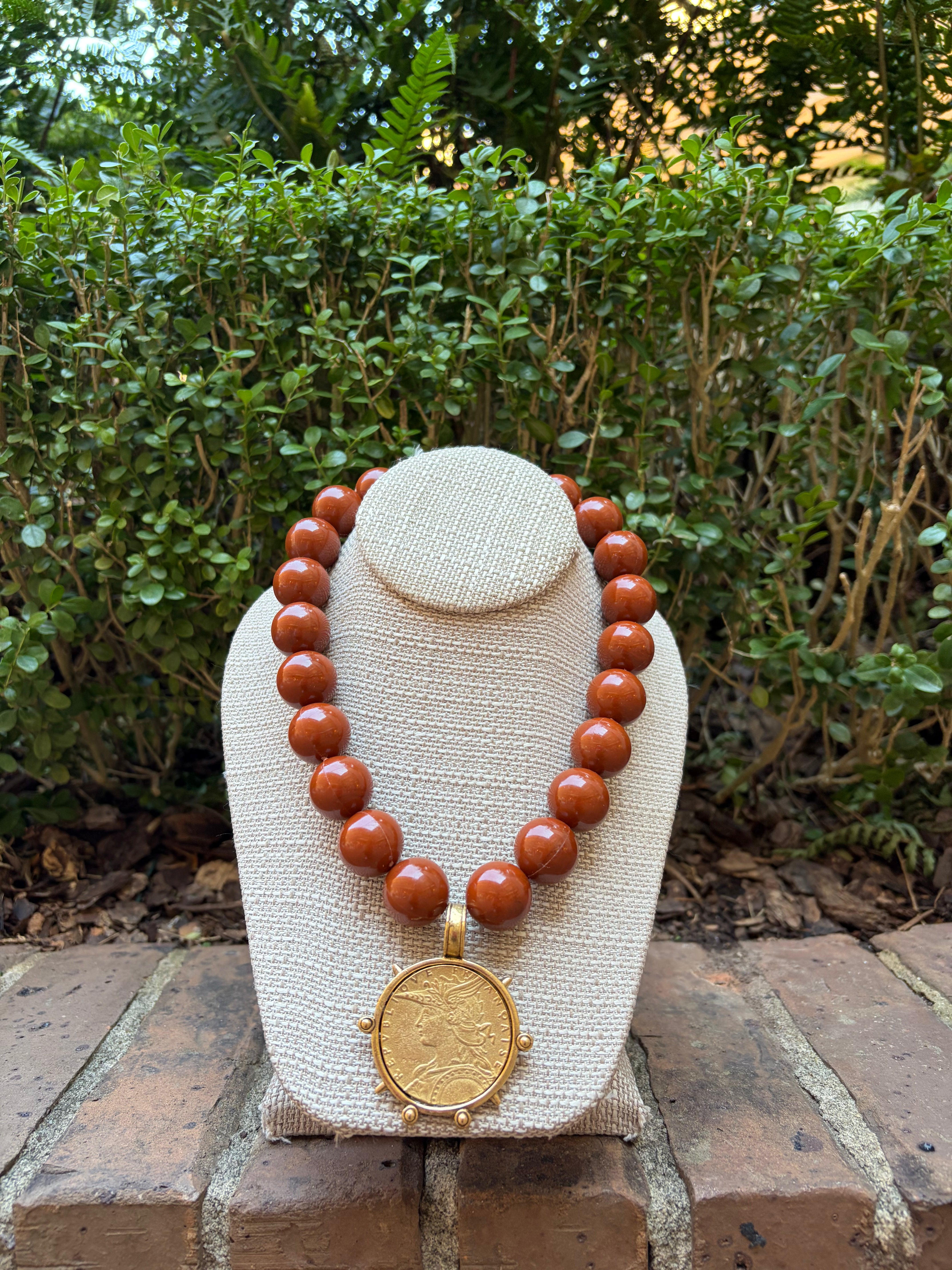 Brown coin necklace