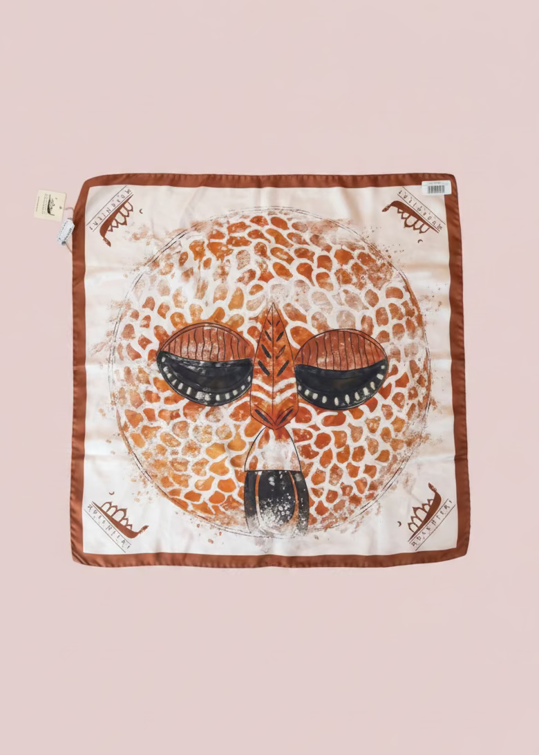 Brown and Cream Silk Scarf