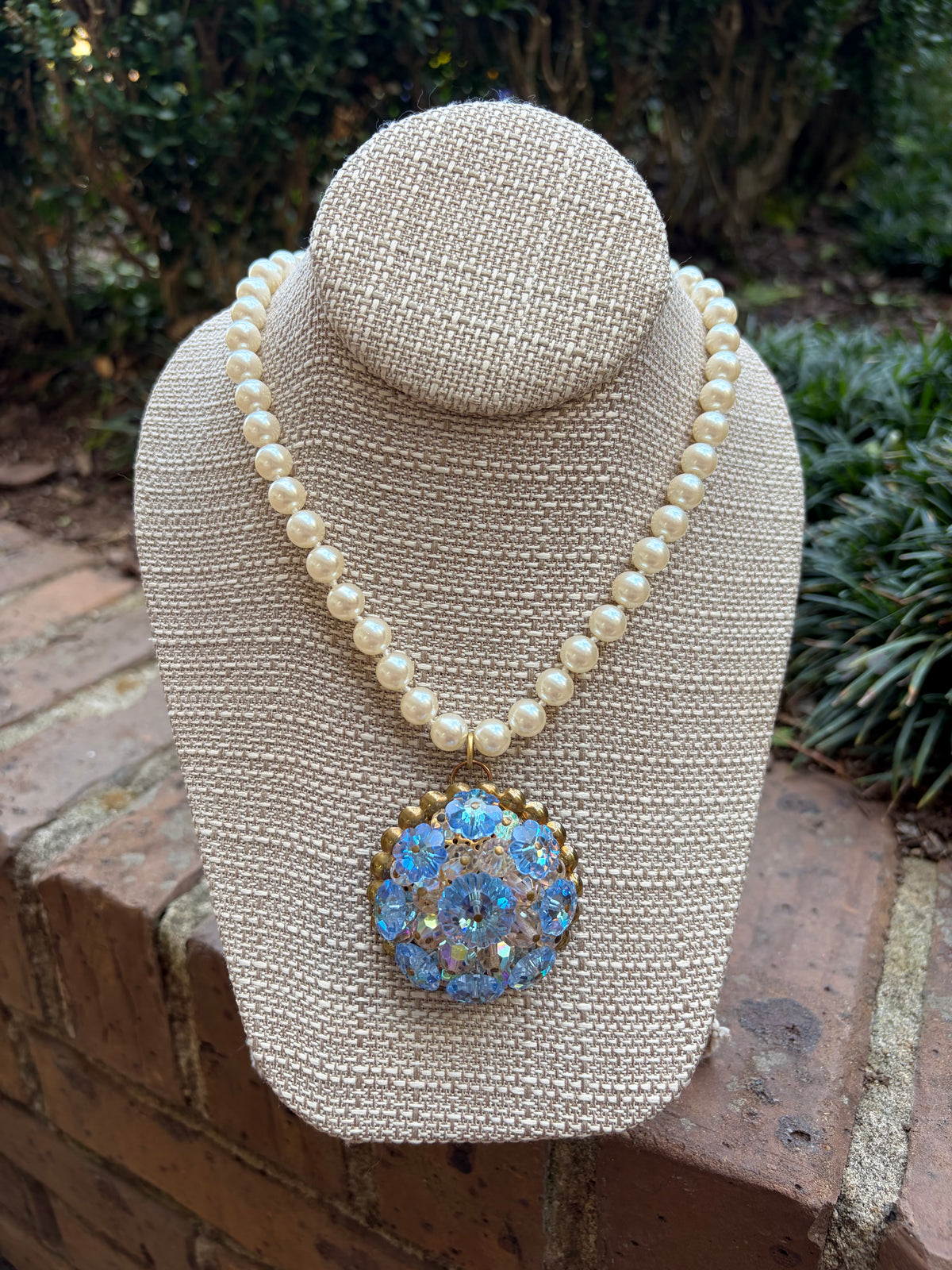Vintage Pearls with Vintage Margarita Crystal Brooch