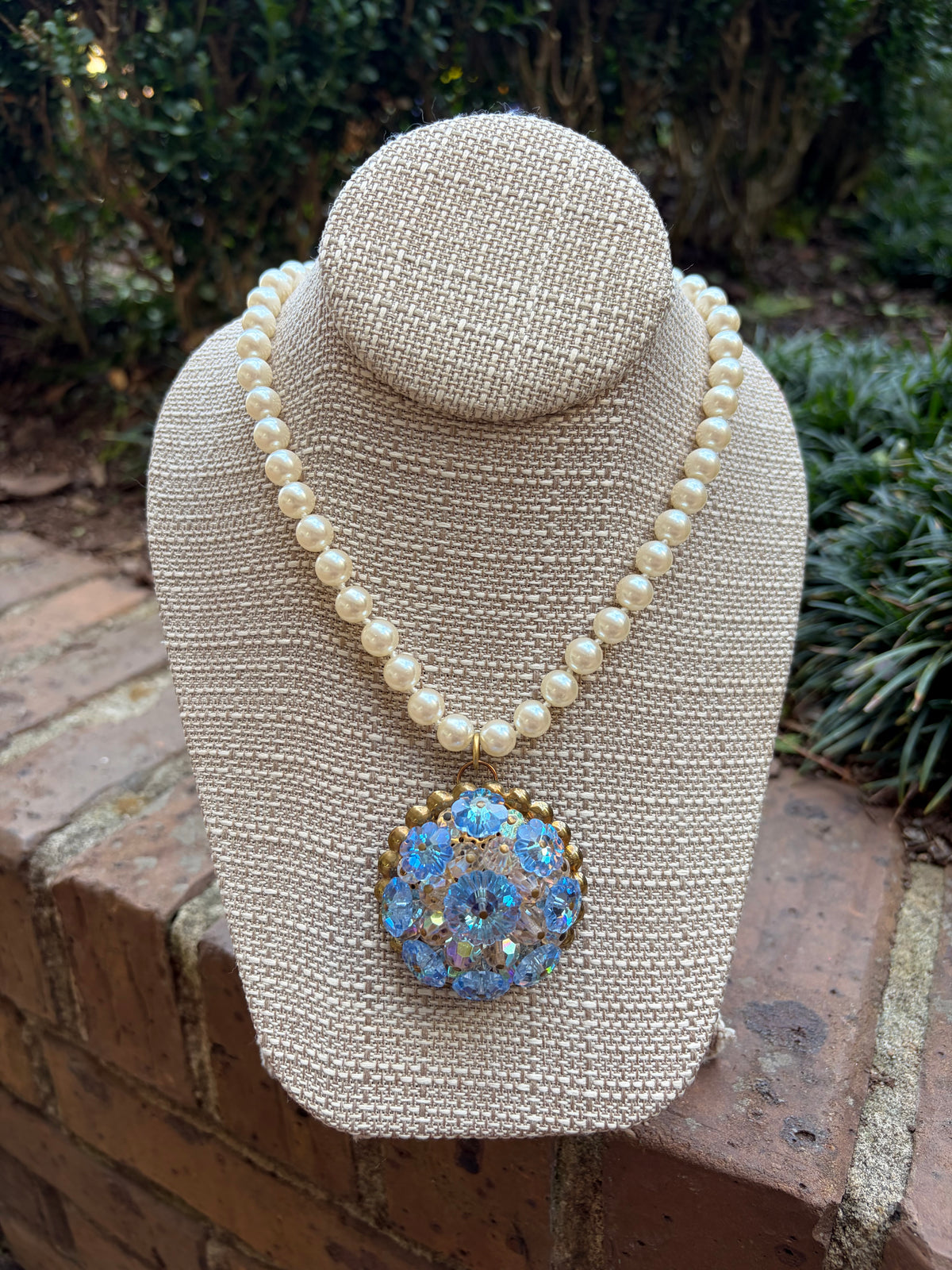 Vintage Pearls with Vintage Margarita Crystal Brooch