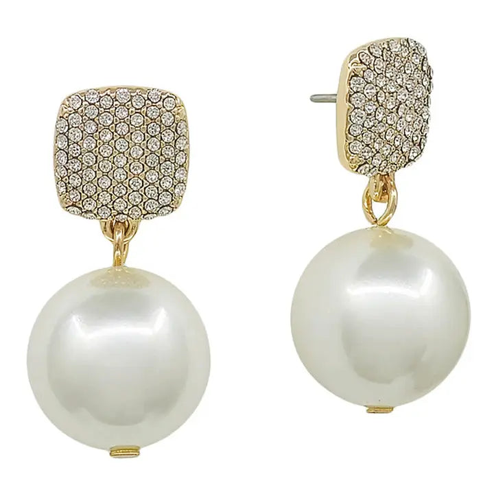 Water Resistant 1" 10mm Stud Pearl Drop Earring