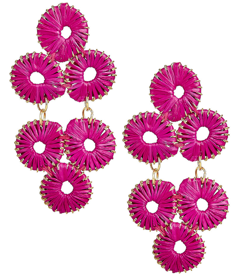 Ginger Straw Earrings - 4 Colors Hot Pink