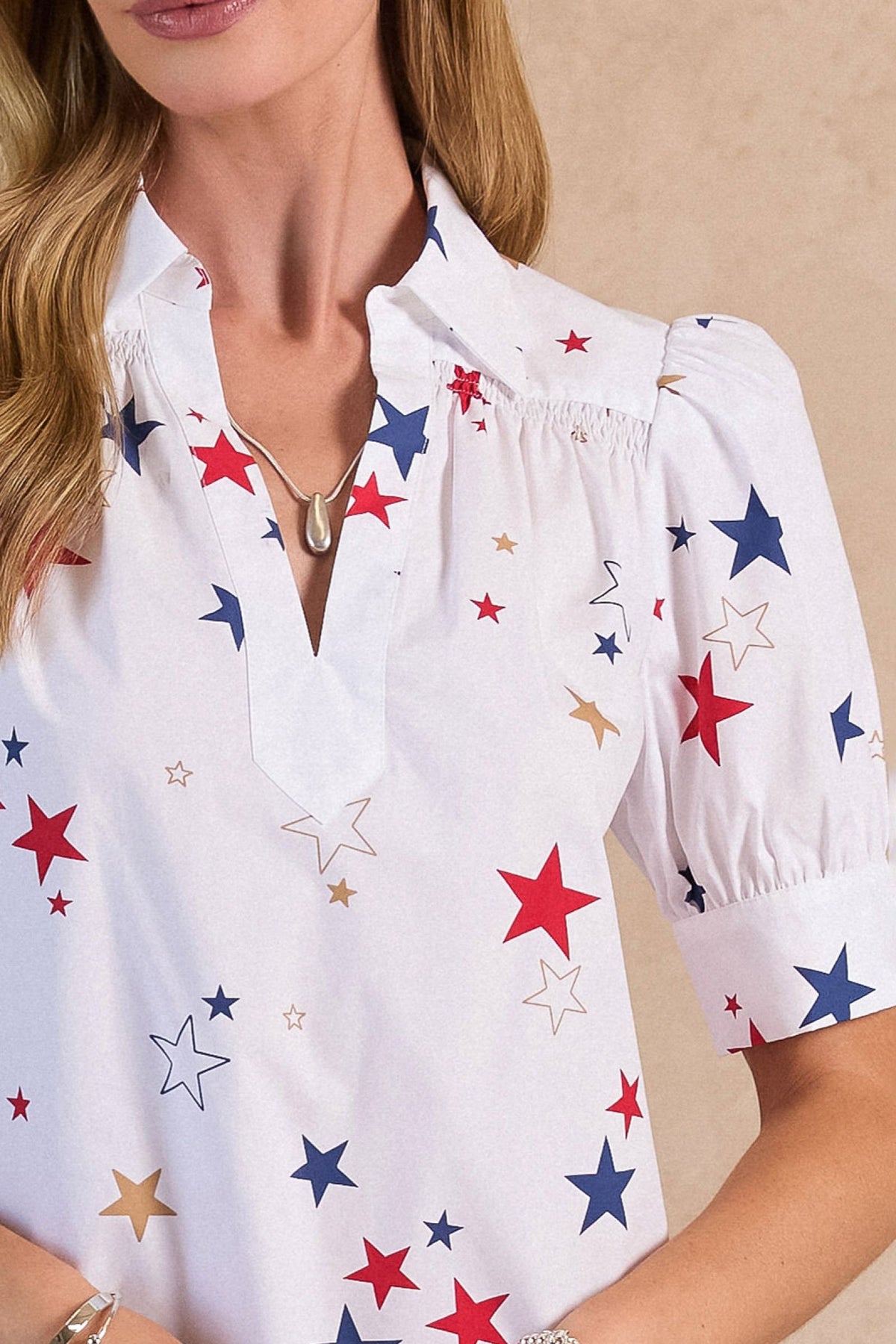 Stars Puff Sleeve Blouse