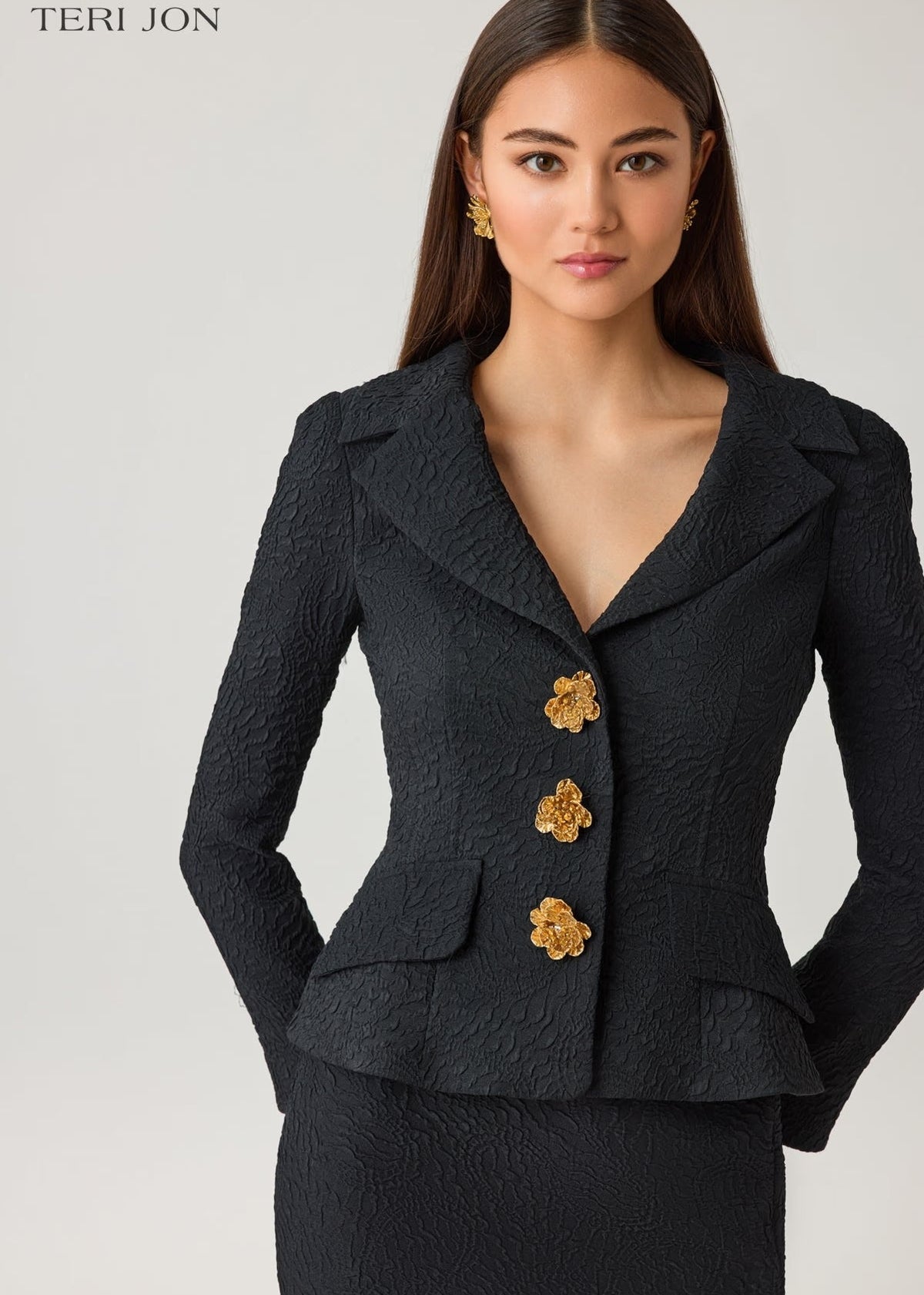 Jacquard Jacket with Gold Metal Buttons
