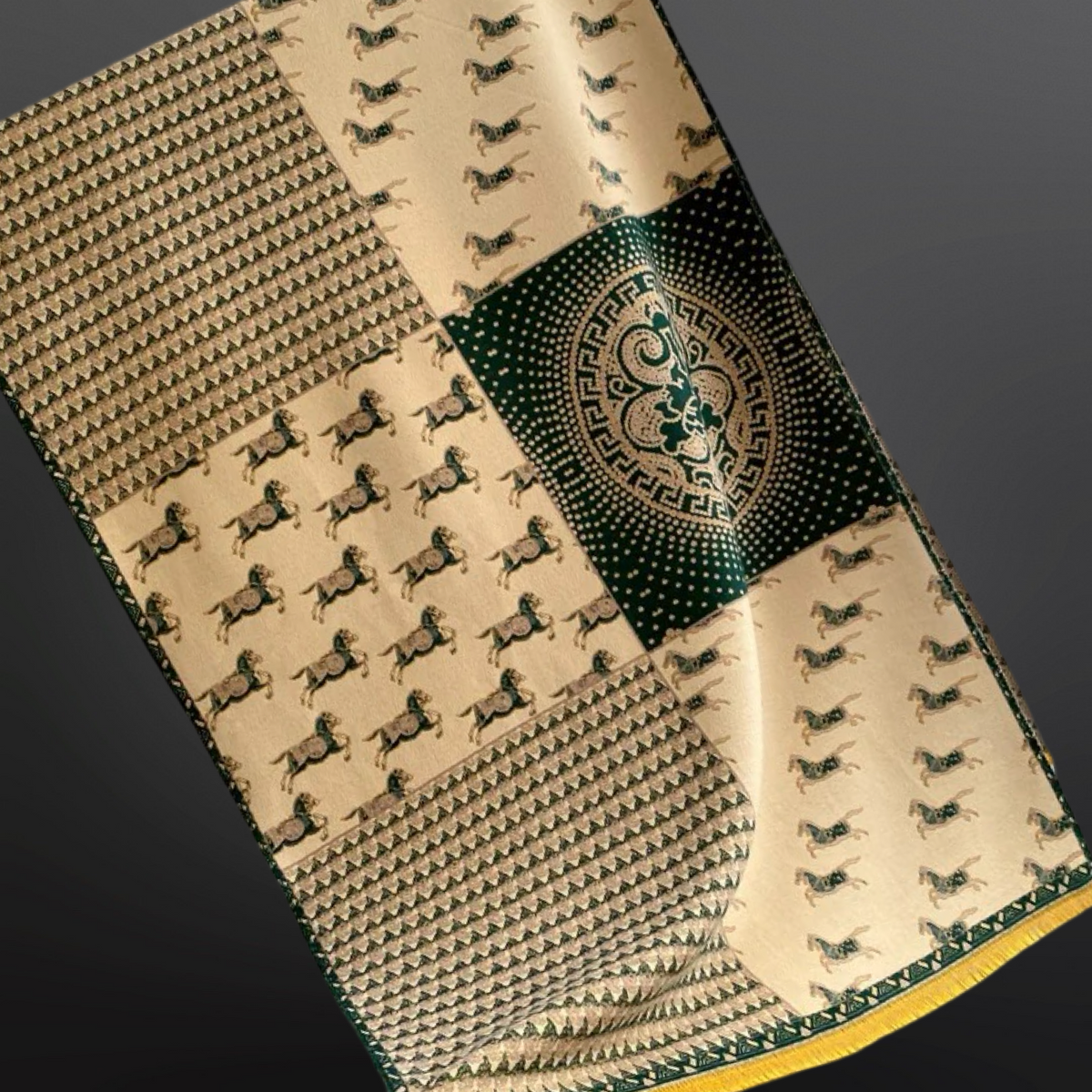 Prancing Pony Equestrian Horse Print Scarf in Hunter Green