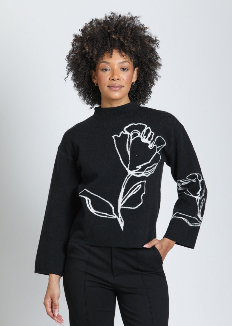 Contrast Floral Pullover