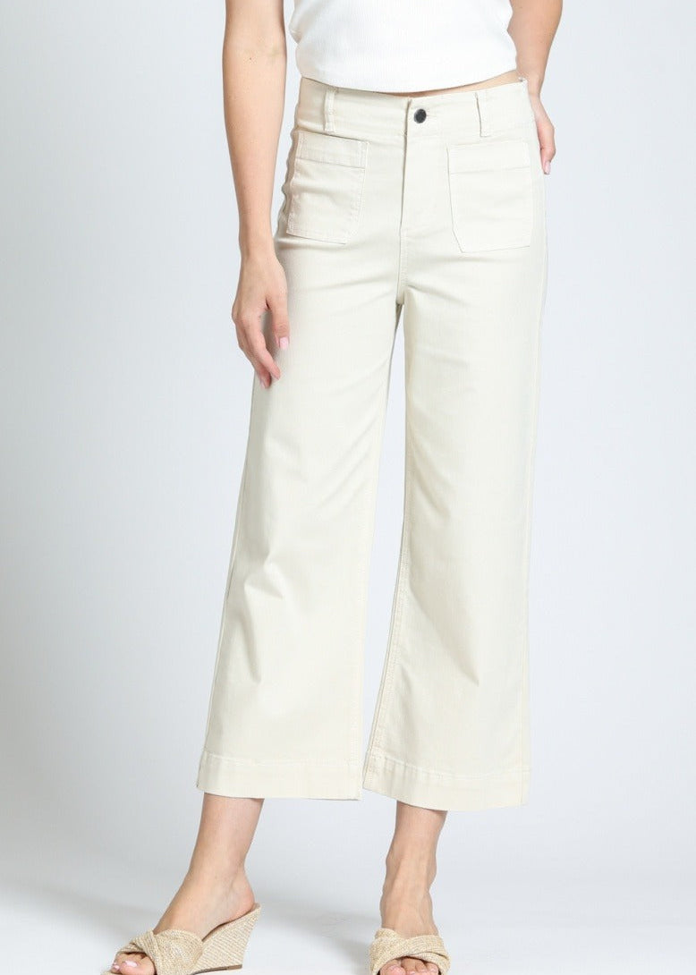 Cropped Wide Leg Pant W/Patch Pockets