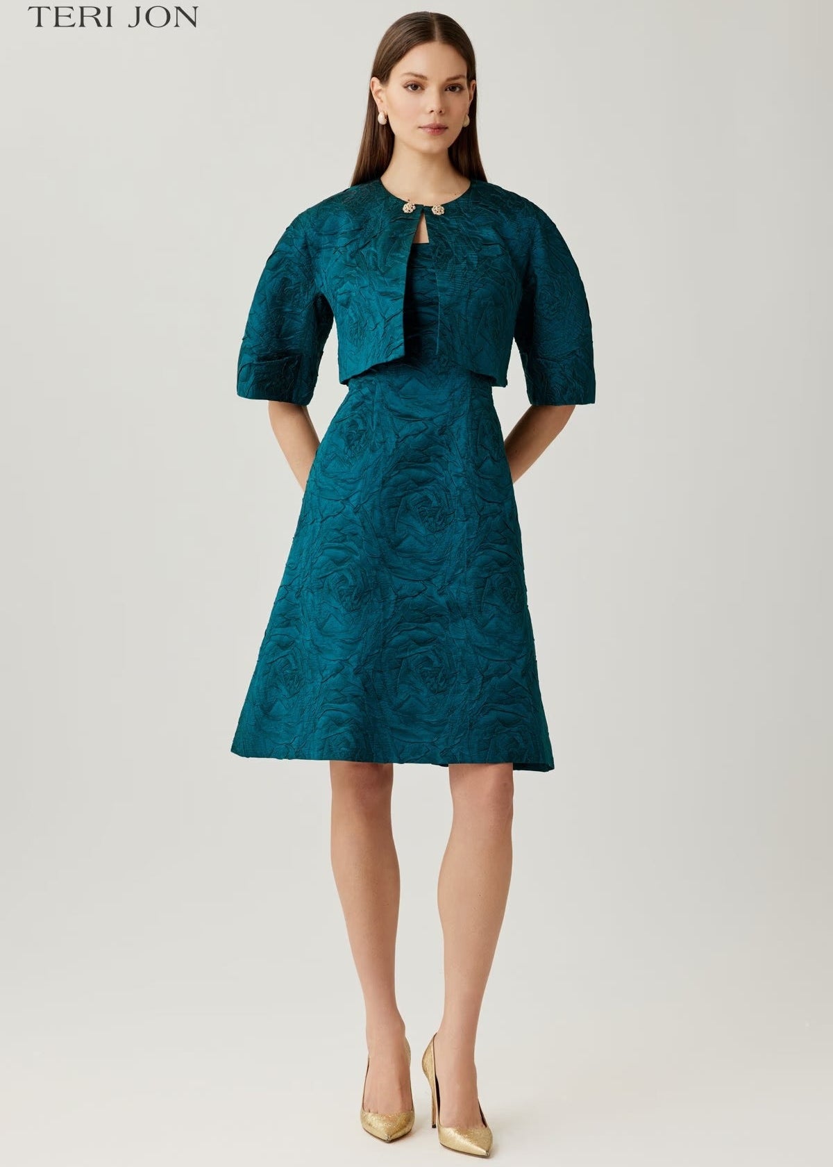 Jacquard Embossed Bolero Jacket