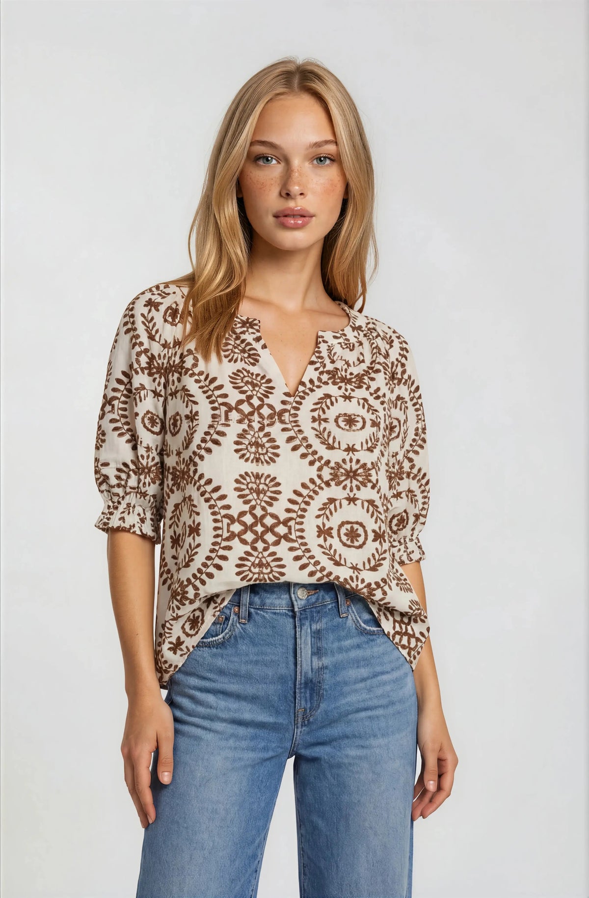 Short Sleeve Printed Blouse