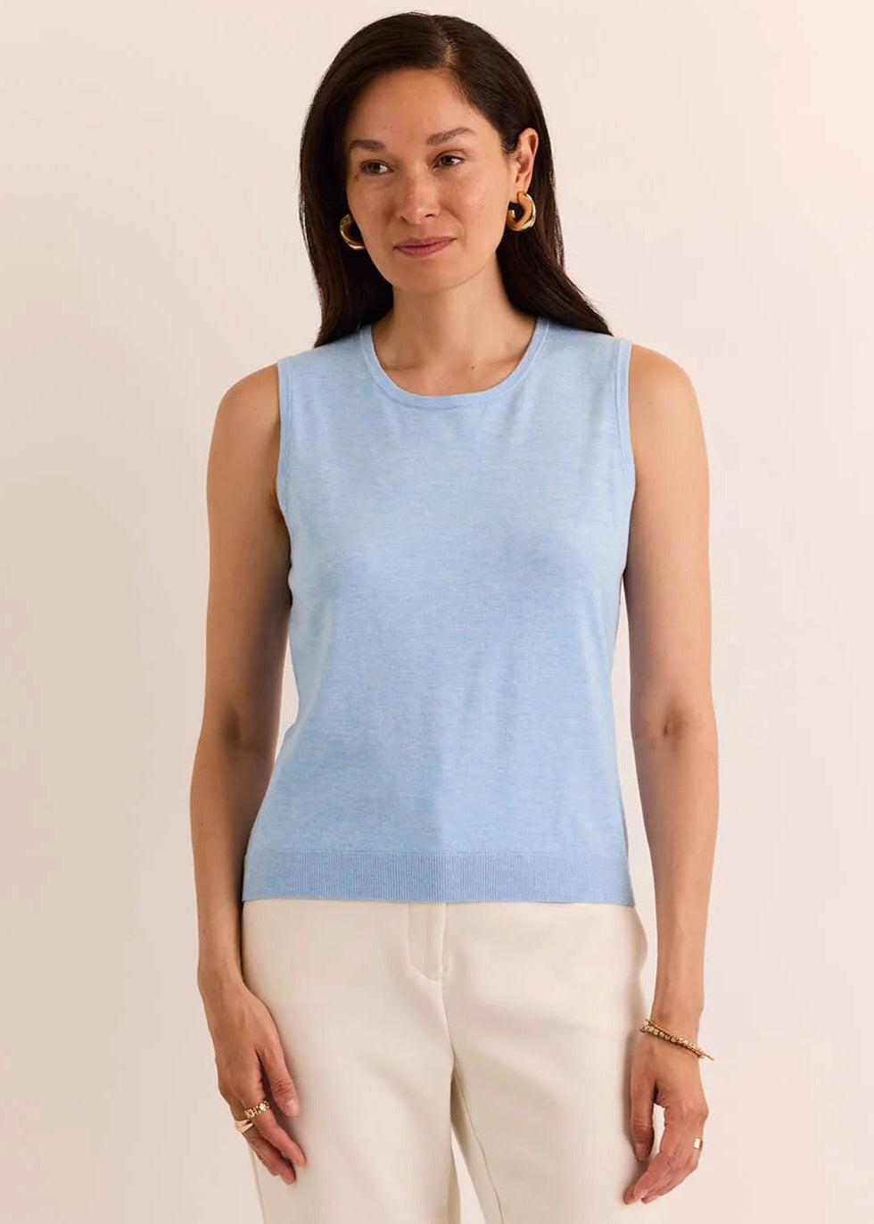 Maria Sleeveless Ribbed Trim Tank