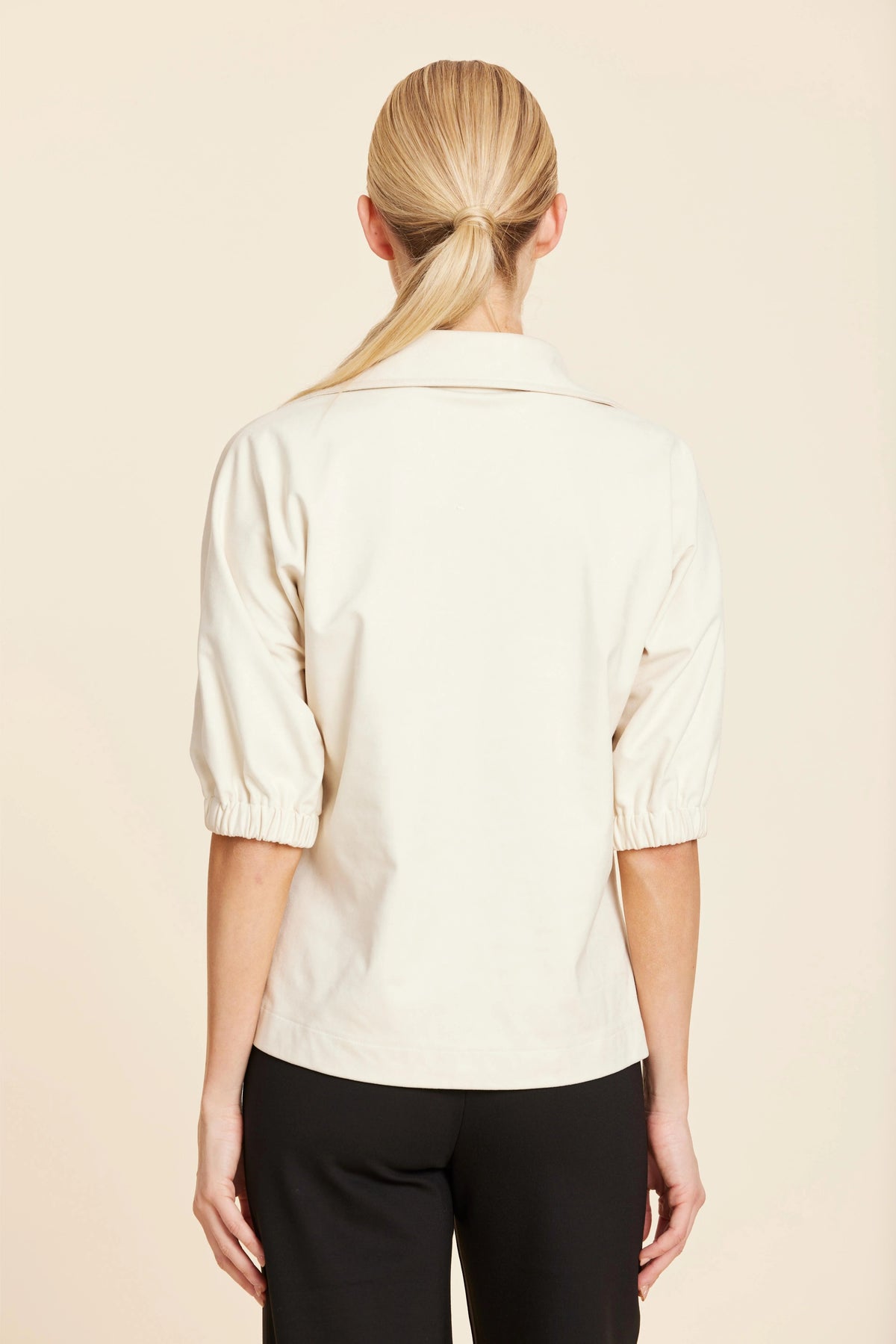 Faux Suede Johnny Collar Top
