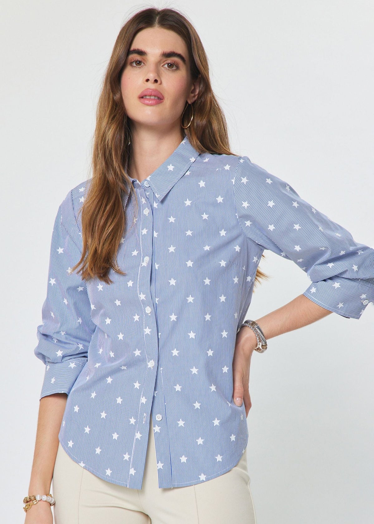 Stripes and Stars Button Down Blouse
