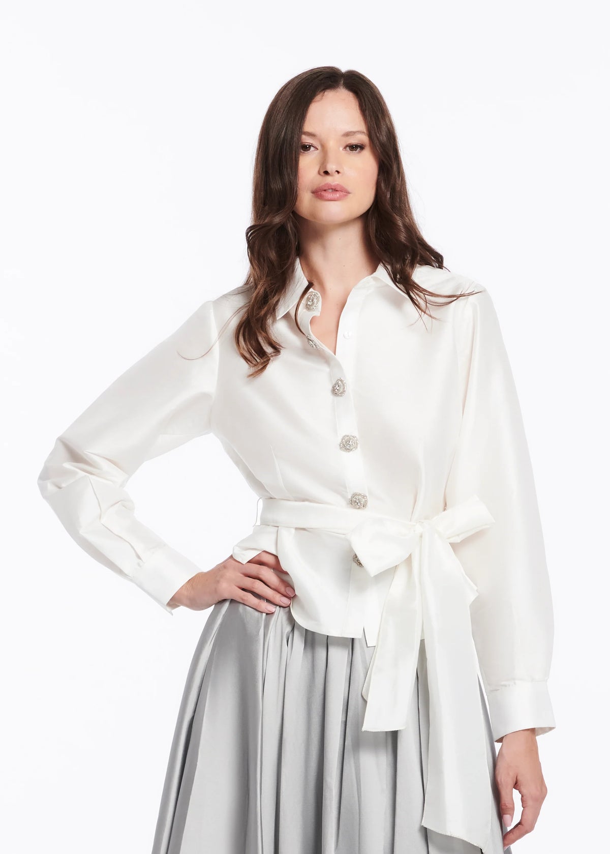 Crystal Flower Button Blouse
