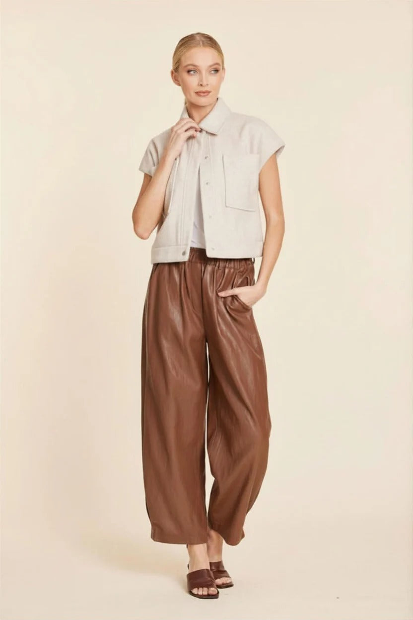 Faux Leather Barrel Leg Pant