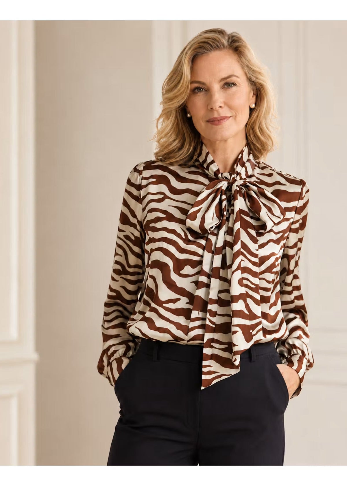 Belle Satin Bow Tie Blouse