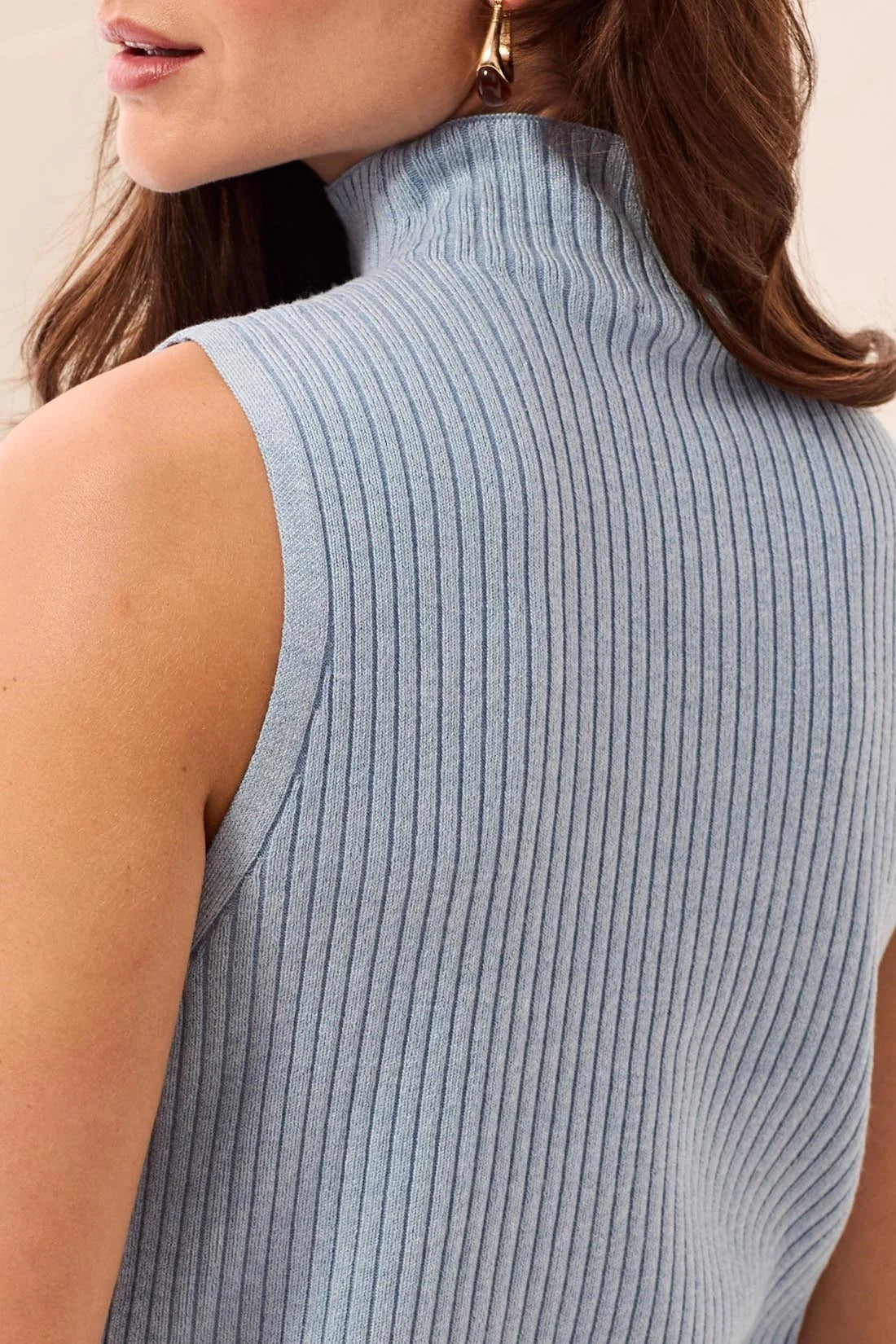 Sleeveless Funnel Neck Sweater