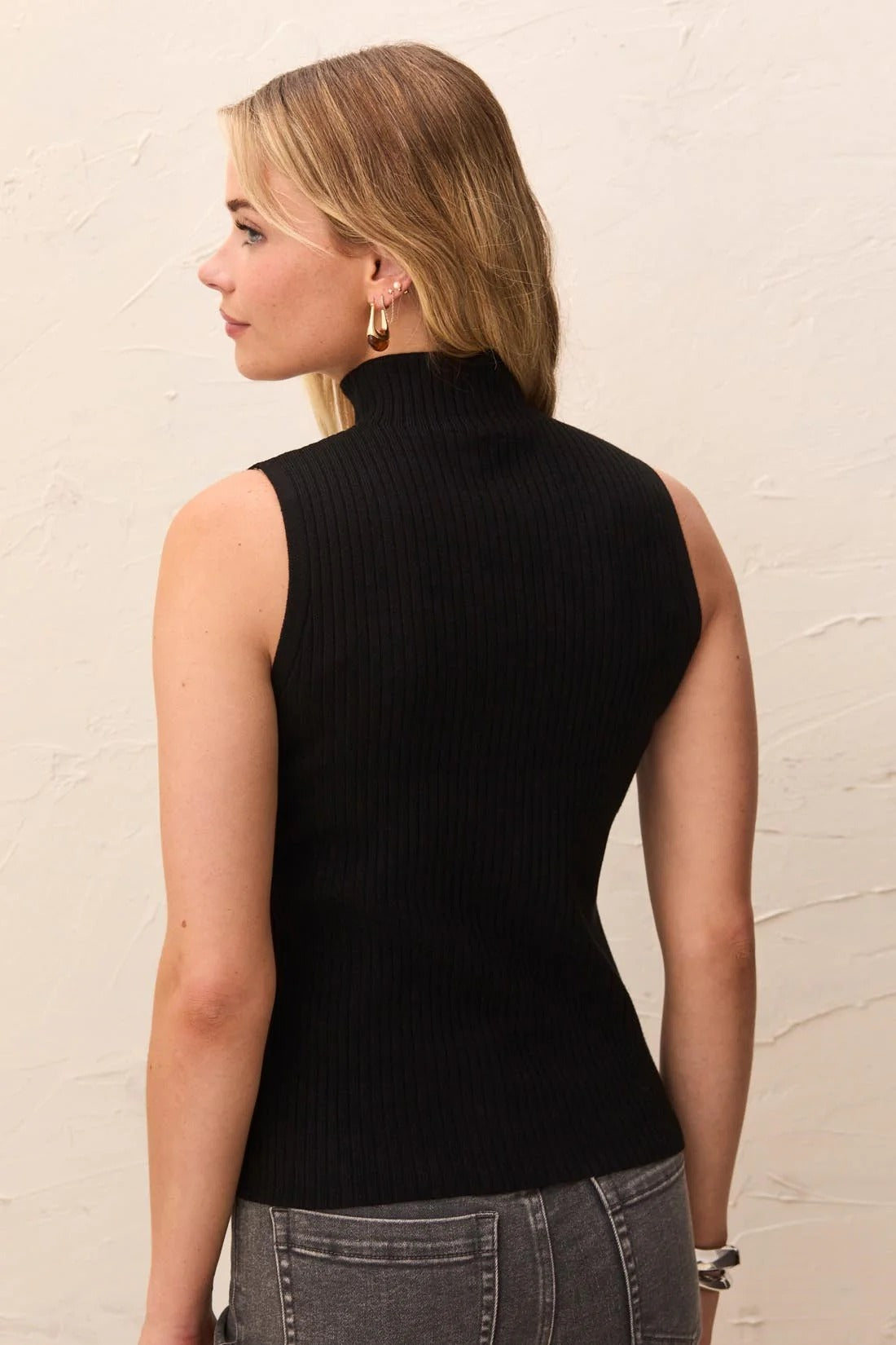 Sleeveless Funnel Neck Sweater
