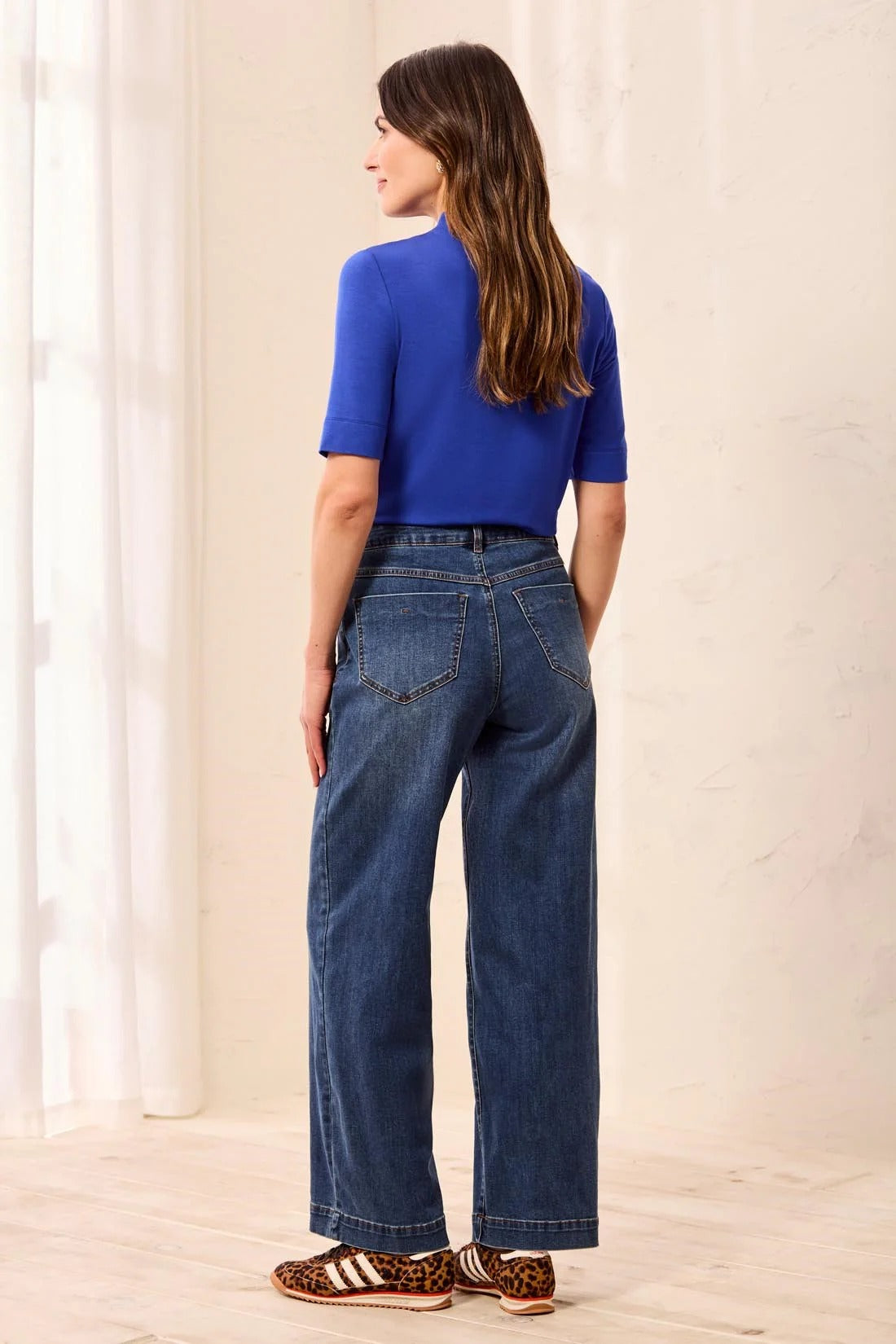 Audrey Button Fly Wide Crop Denim