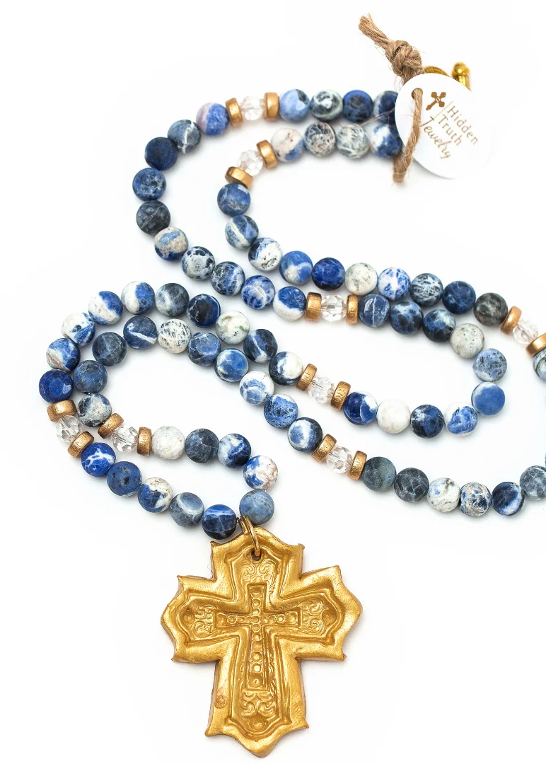 Blue Sodalite Necklace w/Leah Cross
