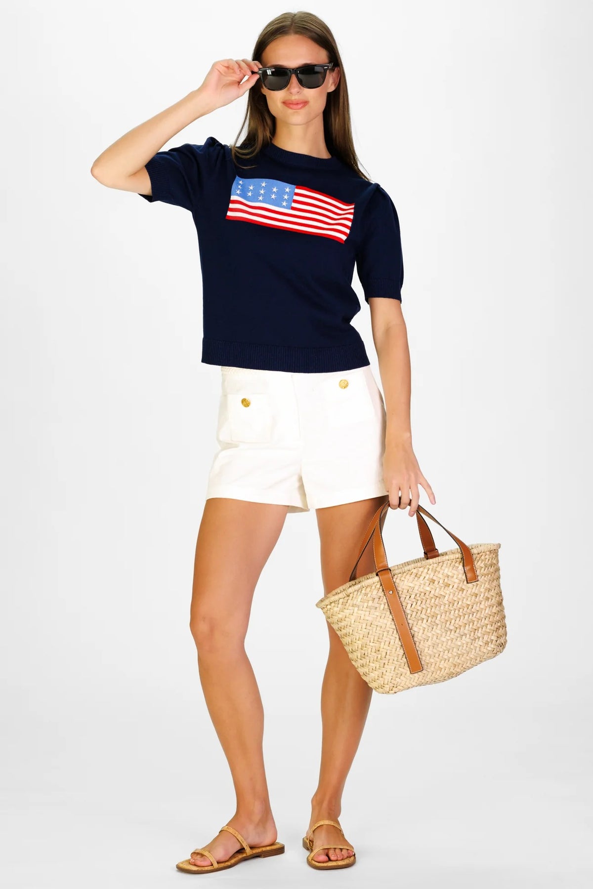 Puff Sleeve Flag Sweater