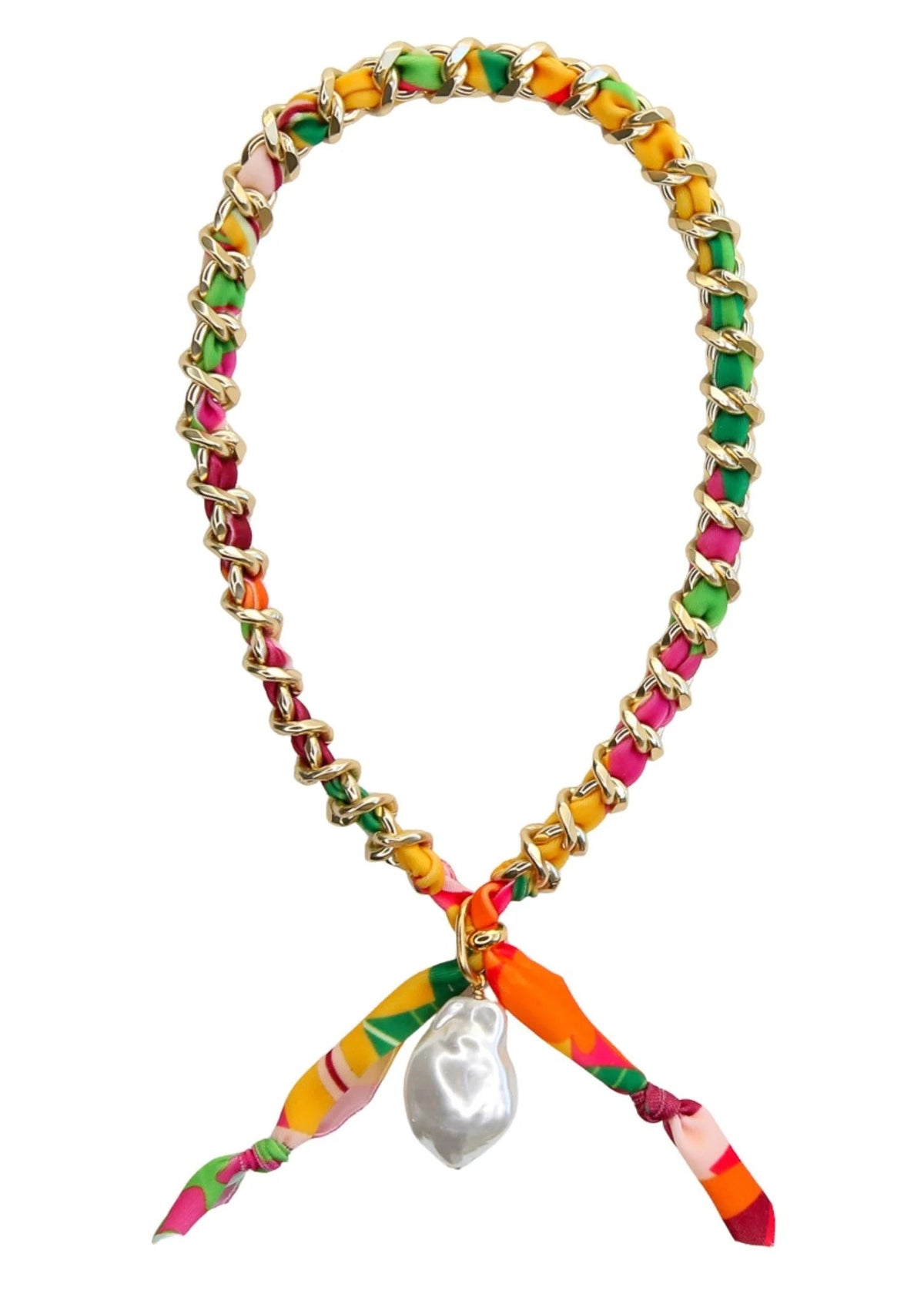 Ginger Wrapped Chain Necklace in Green Multi