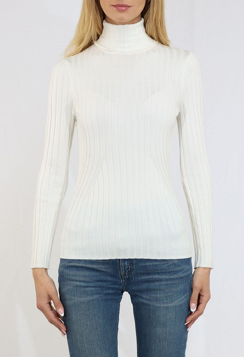 Turtleneck Long Sleeve Rib Pullover