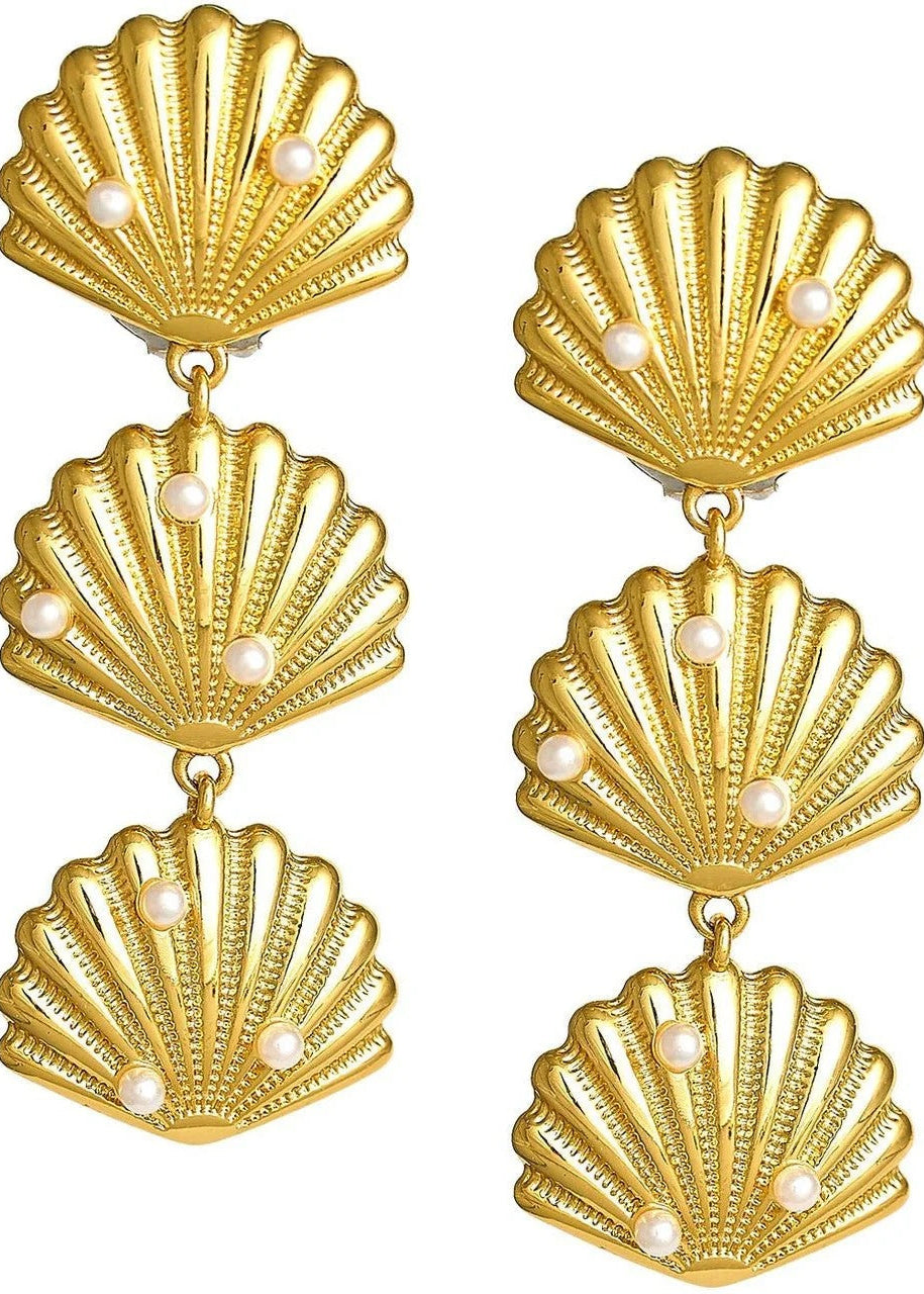 Palmetto Triple Shell Drop Earring