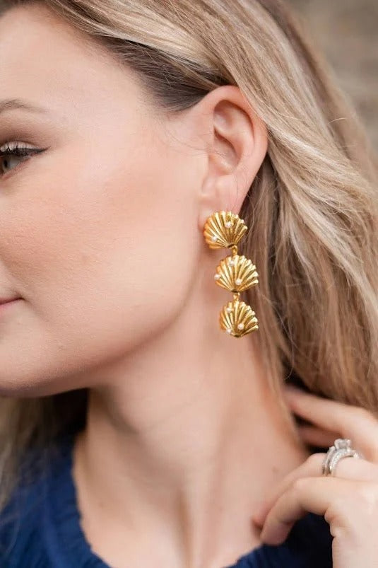 Palmetto Triple Shell Drop Earring
