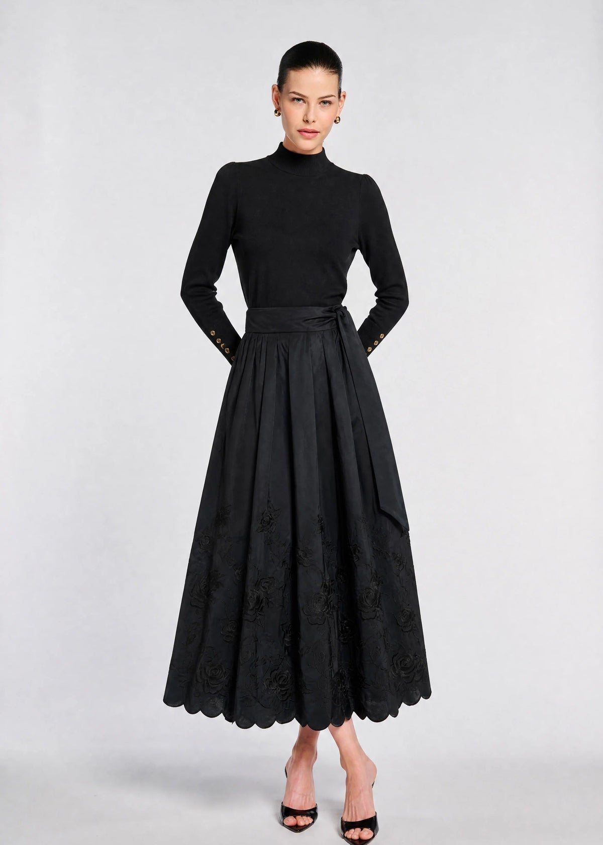 Quarine Long Pleated Skirt